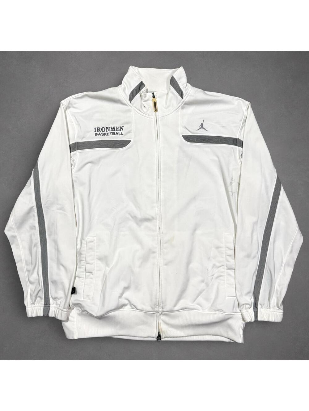 Nike Air Jordan Ironmen Basketball White Gray Full Zip Track Jacket